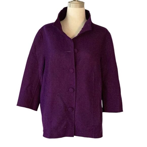 NWT Talbots 100% Wool Purple Swing Jacket Coat Women’s 18W Retail $279 - Picture 1 of 8
